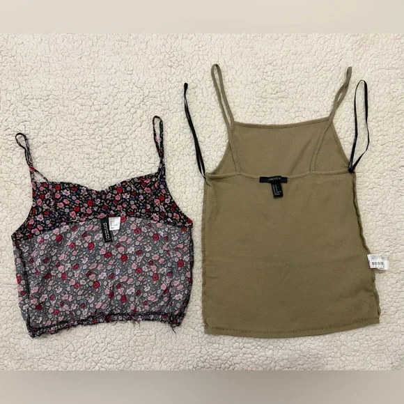 Floral and Olive Green Women's Tops Two Pice Set - Picture 3 of 3